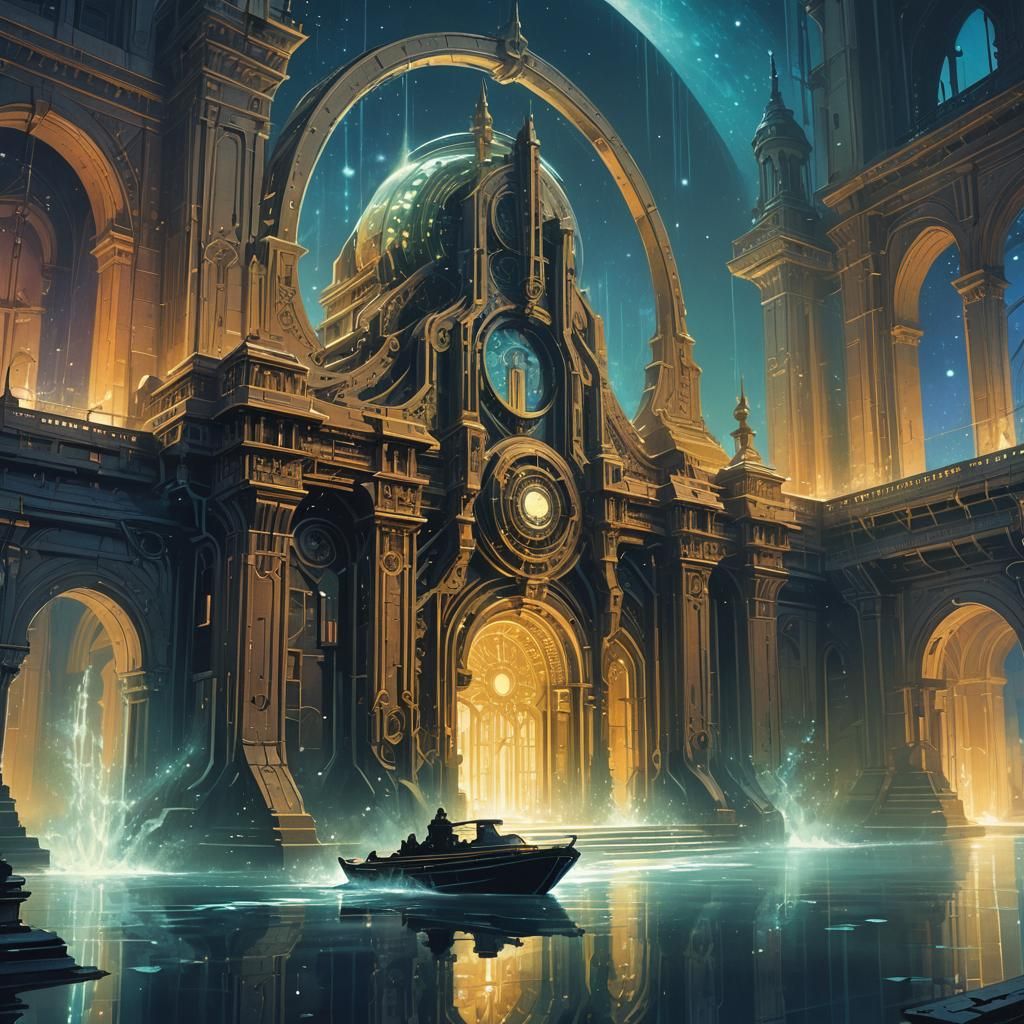 Serene Water Lock Fantasy Concept Art