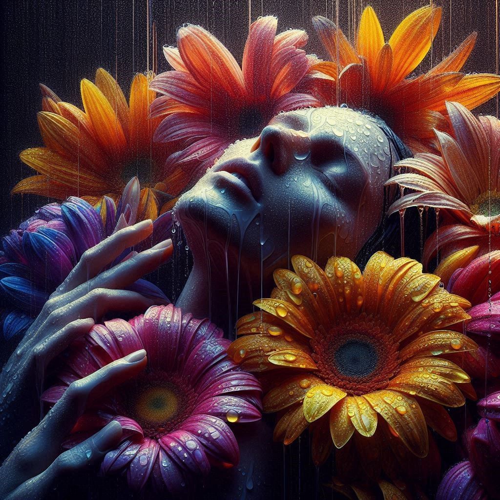 Wet flowers