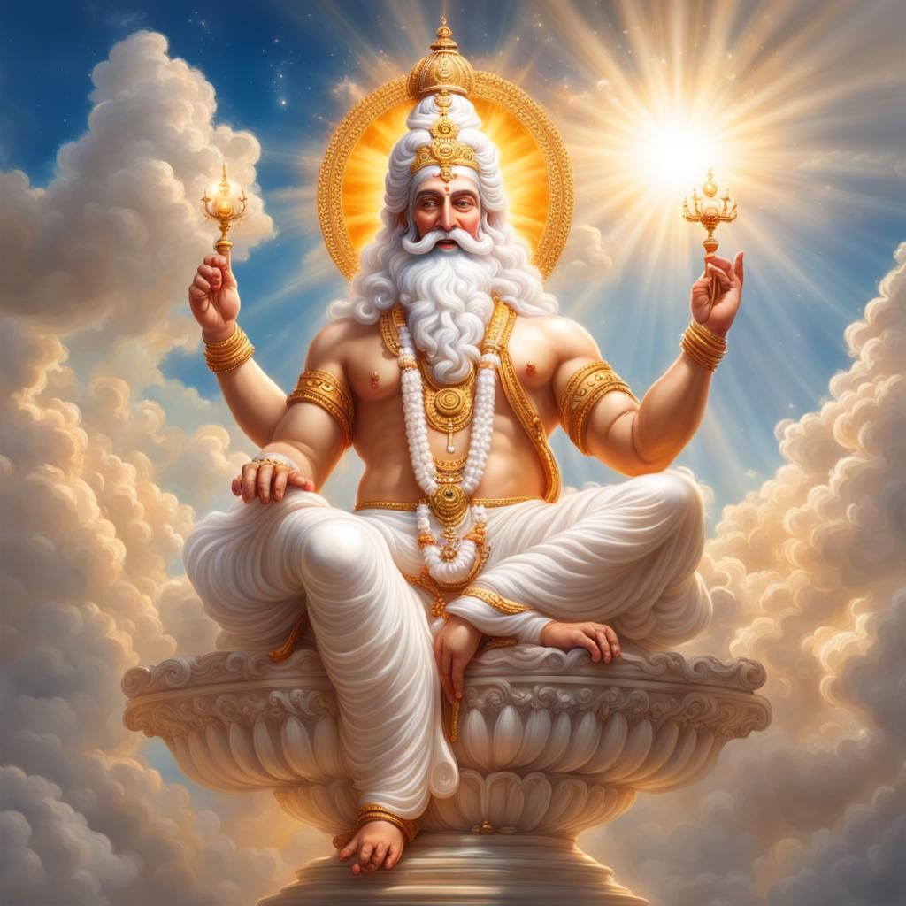 Hyper-realistic Lord Brahma as the creative principal of the universe in  the style of Gilbert Williams. heavenly sunshine beams divine brigh... - AI  Generated Artwork - NightCafe Creator