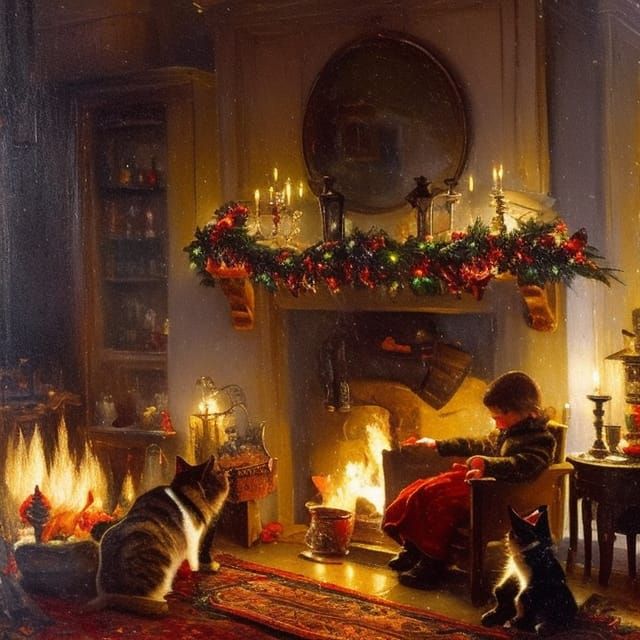 ""By the fire waiting for Santa"  by @MysticSage