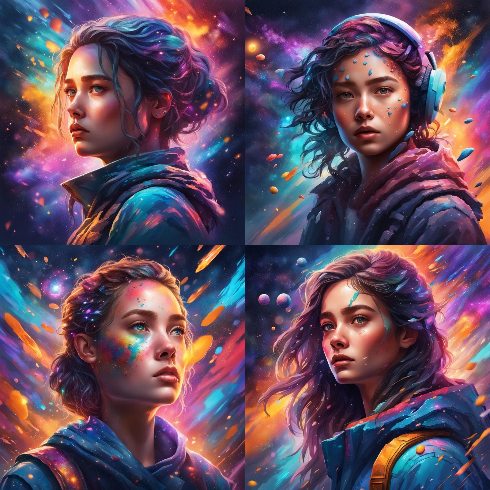 Beautiful girl in fiction galaxy