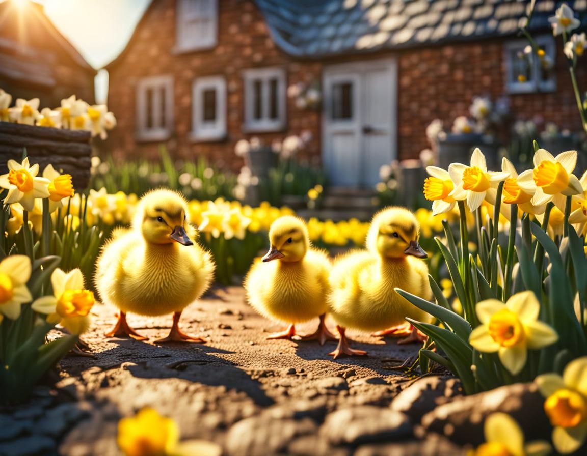 Ducklings & Daffodils   by @kalakar
