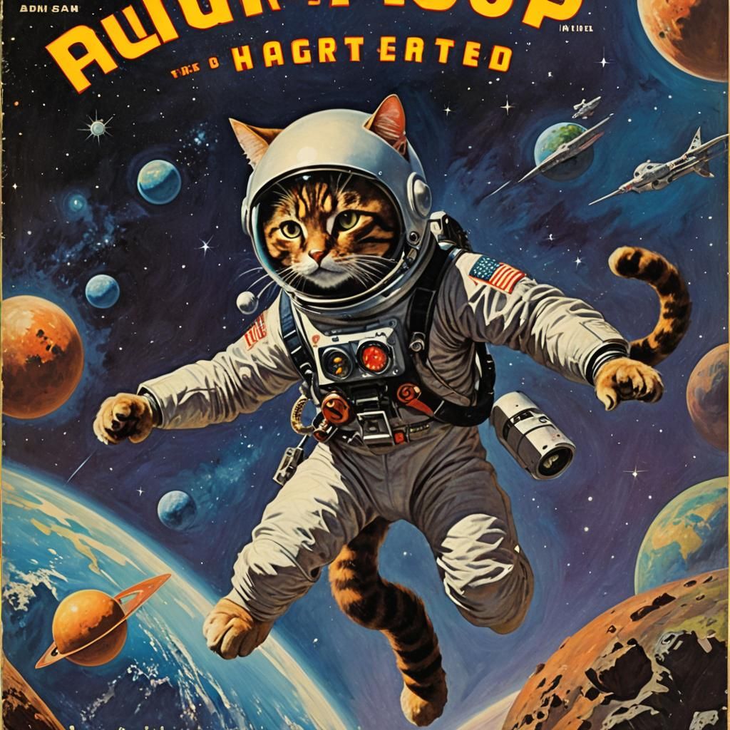 Mr Puss Puss in space  by @AIPerson