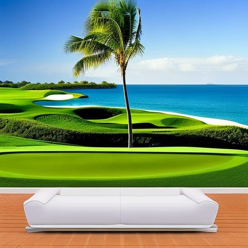 Golf course, tropical island