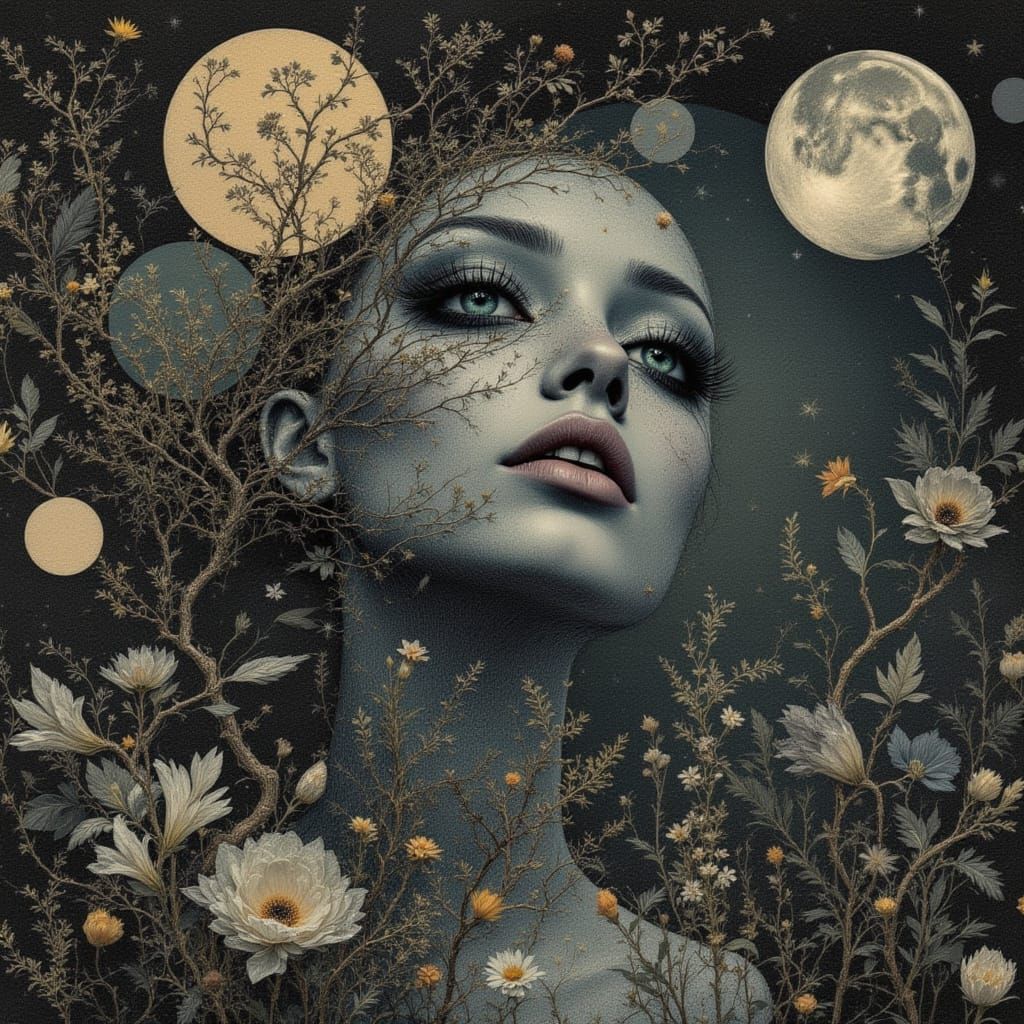 <lora:Luxaria:1.0> Big round eyes in moonlight gleam,

Her long neck stretches filigree,

Surreal thoughts cloak the dream.