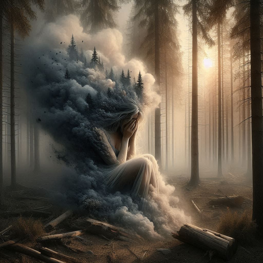 Mother Earth Crying over the destruction of her forest