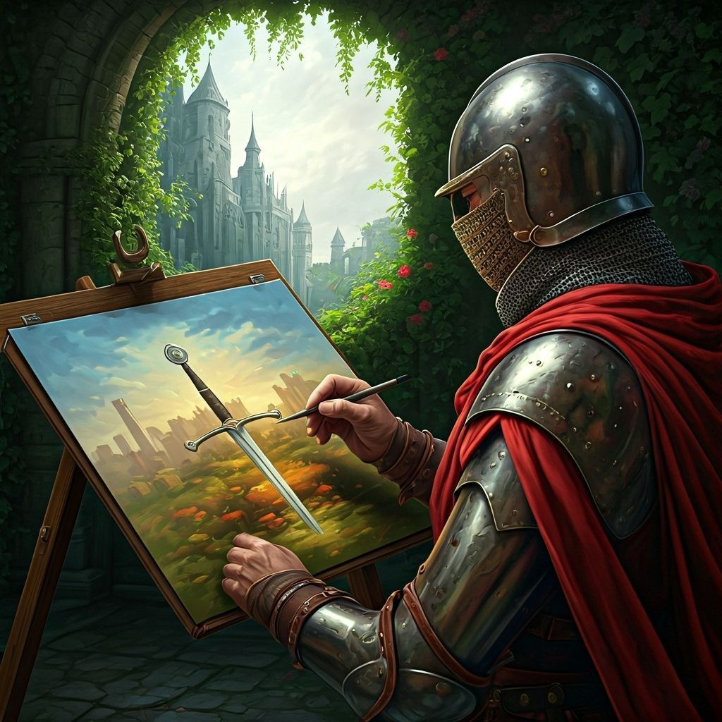 A medieval knight draws his sword   by @LuckyNavajoMan