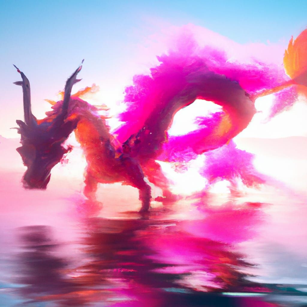 Pink and water dragon - AI Generated Artwork - NightCafe Creator