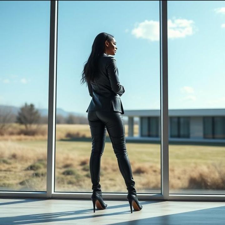 A full length Portrait of a beautiful black woman with long ...