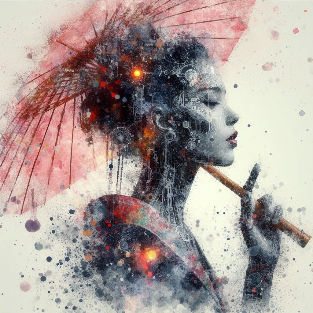 double exposure beautiful fantasy DALL-E 3 portrait landscap...