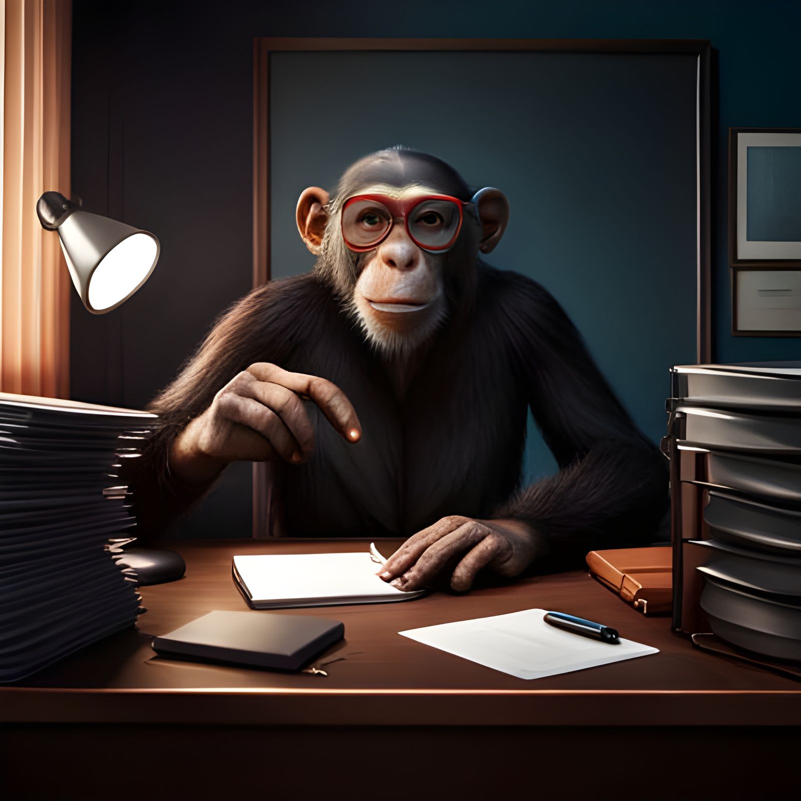 The chimpanzee teacher - AI Generated Artwork - NightCafe Creator