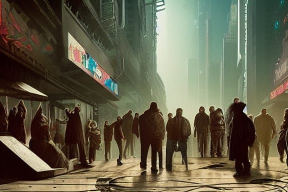Gang, Gangsters, Warriors, Science Fiction, Sci-Fi, Alien, Cyberpunk, People Standing Around
