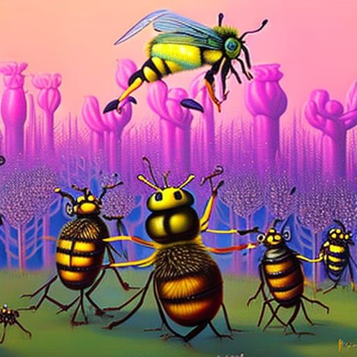 The Royal Jelly eating Queen Bumblebee and her Hive by Genndy