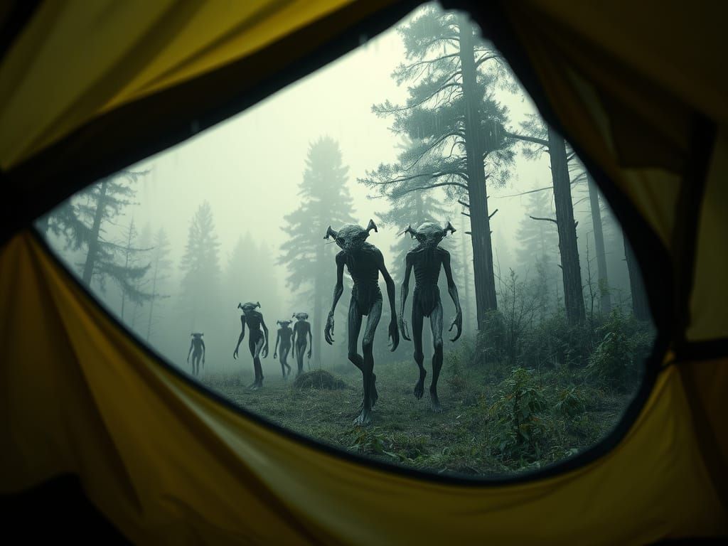 Mysterious Forest Encounters in a Rainy Night
