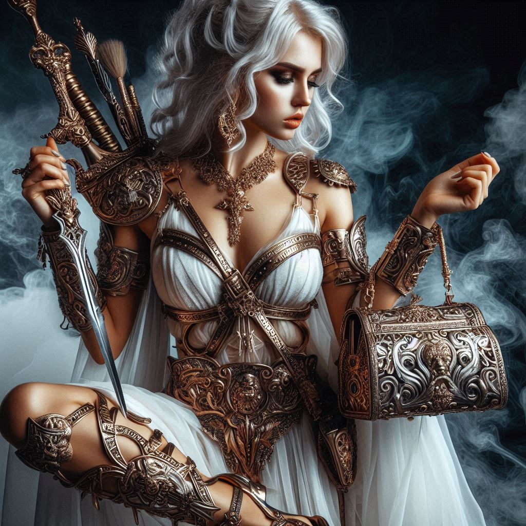 Gladiatrice with handbag