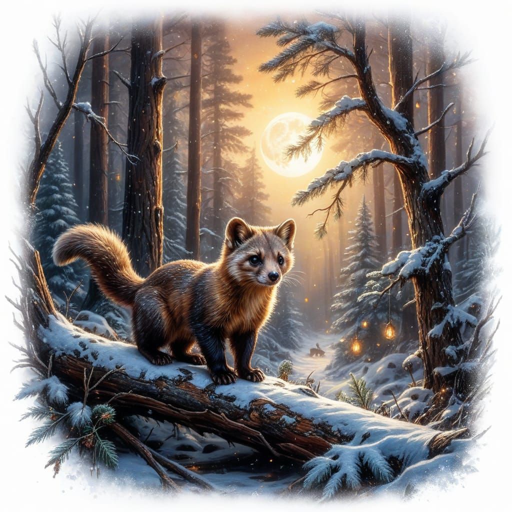 Pine Marten in a Winter