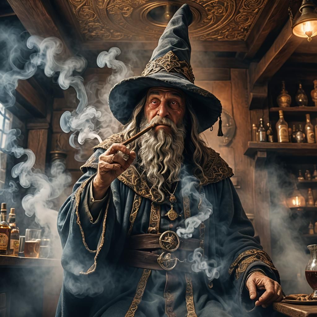 Smoking wizard. - AI Generated Artwork - NightCafe Creator