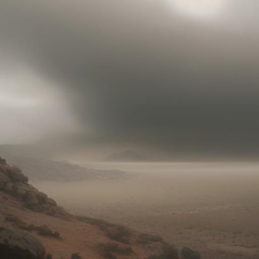 Rocky hillside mid duststorm