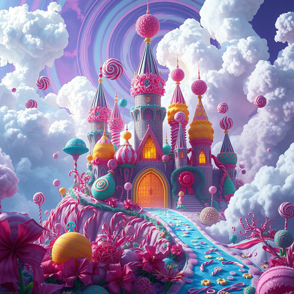 Whimsical Candy Kingdom in a Futuristic Style