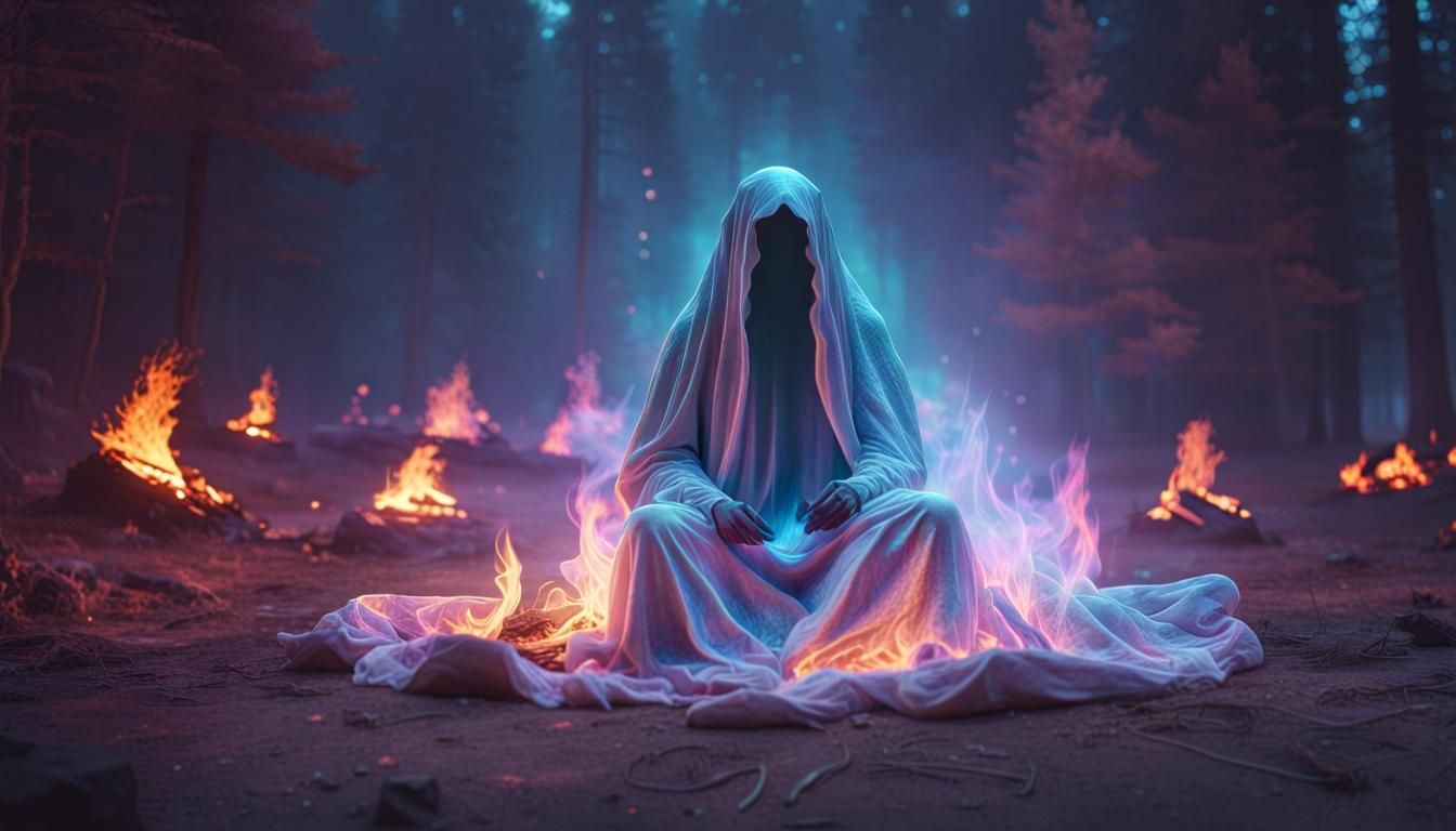 sheet ghost 8k resolution holographic astral cosmic ethereal...
