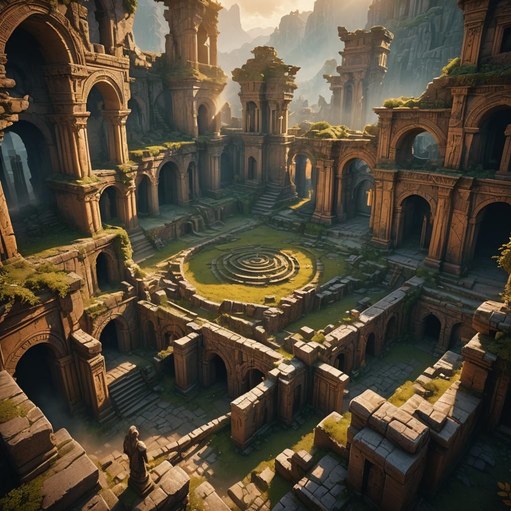 Heart Torn in Two Amidst Mystical Ruins