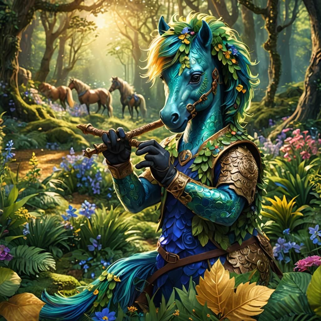 Pony Standing in Lush Forest: Fantasy Concept Art