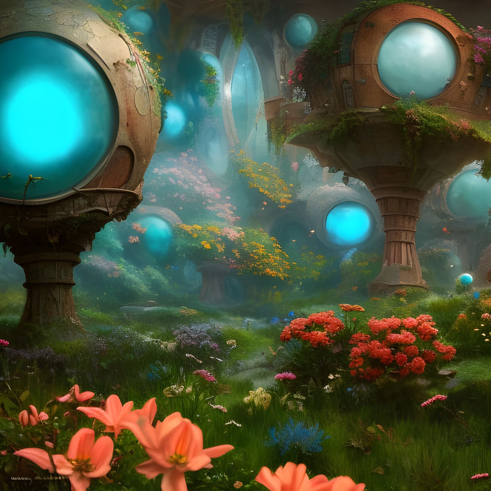 Flower Spheres in a Secret Underground Kingdom