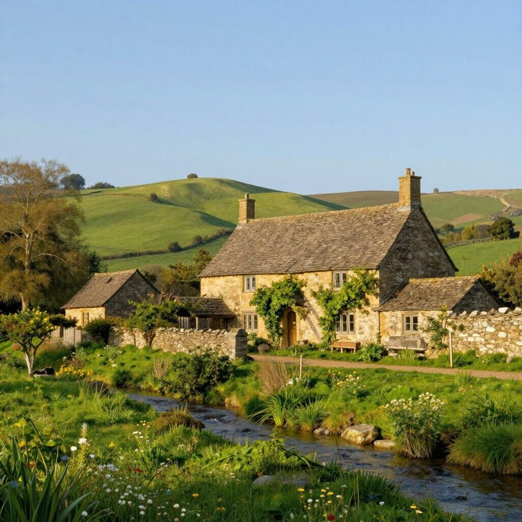 Ancient Rustic House in Breathtaking Pastoral Landscape