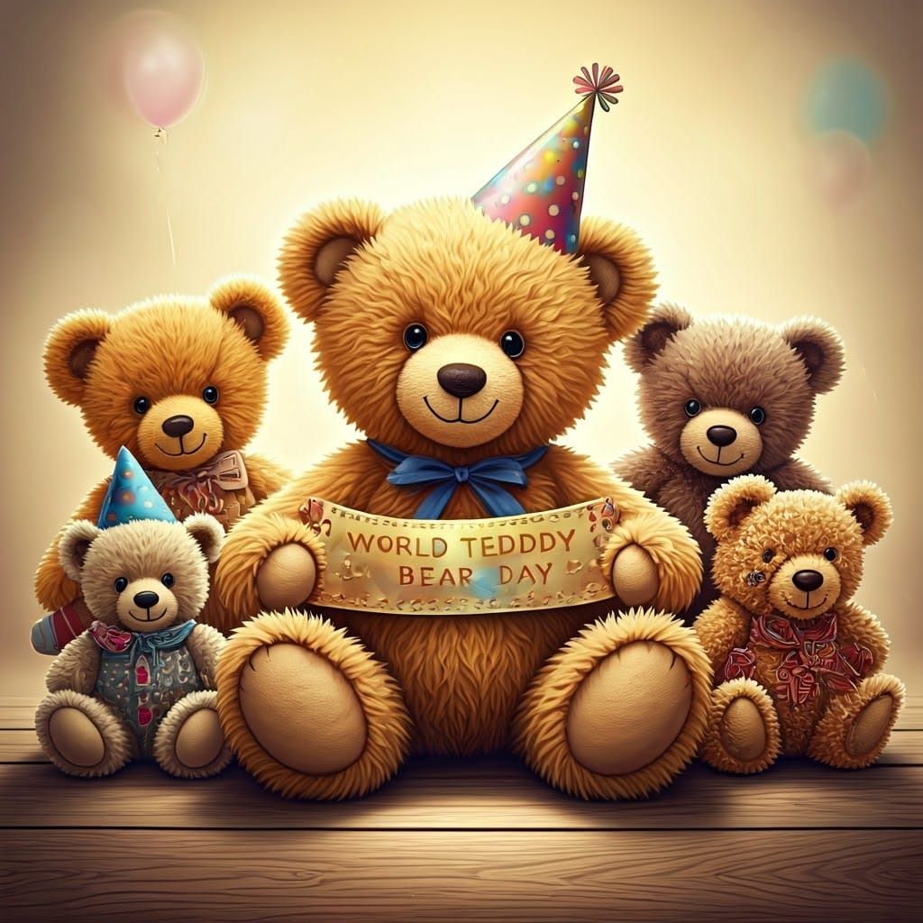 Teddy Bear celebrating world teddy bear day with friends 🧸  by @Pacjo
