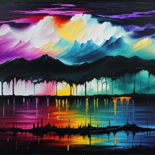 Paint drip mountains  by @IMO