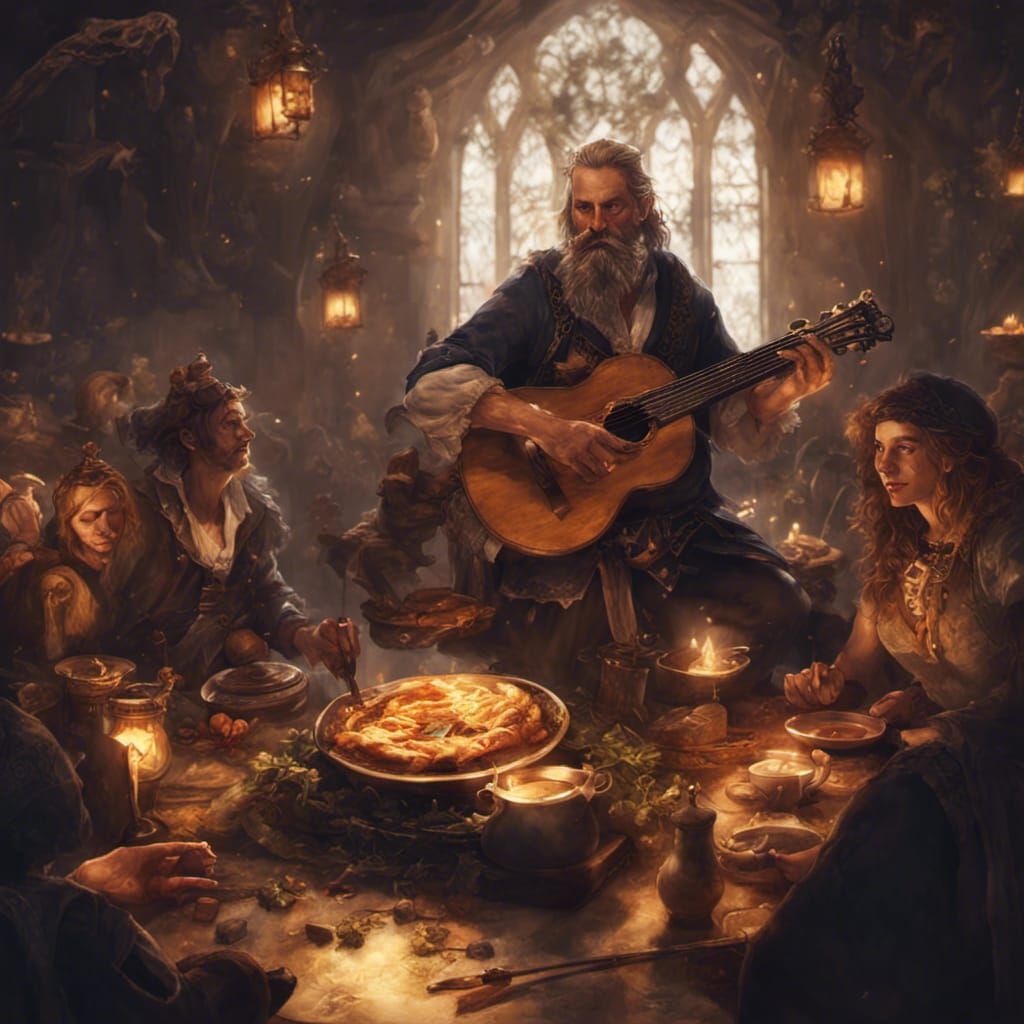 Celtic Bard Plays For the Feast - AI Generated Artwork - NightCafe Creator