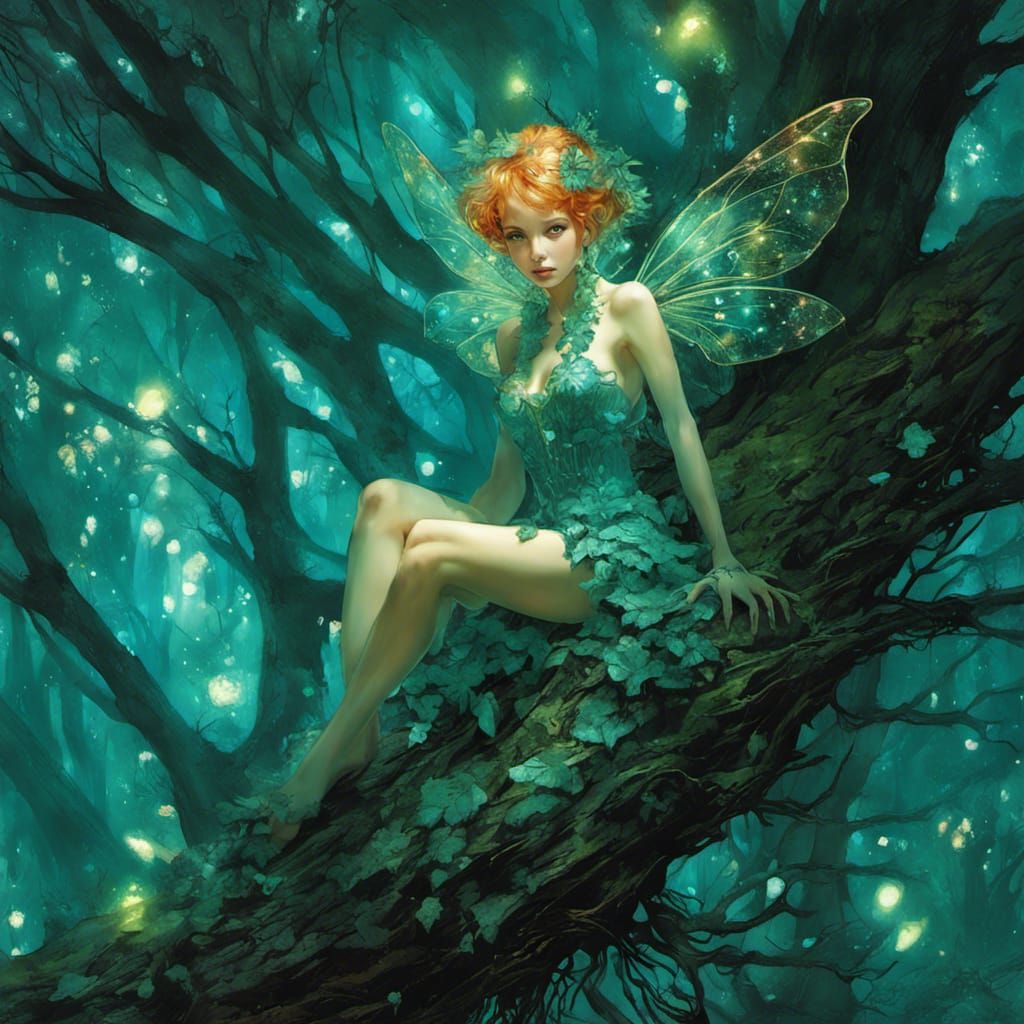 Lovely faery in a magical forrest