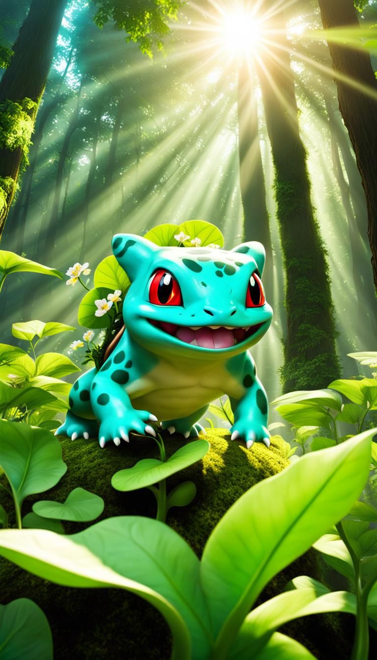 Bulbasaur exploring the forest - AI Generated Artwork - NightCafe Creator