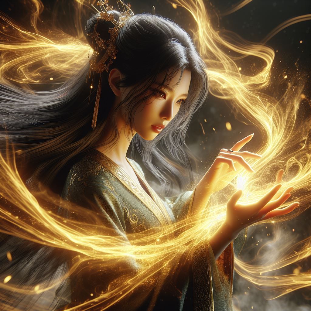 Light Asian sorceress