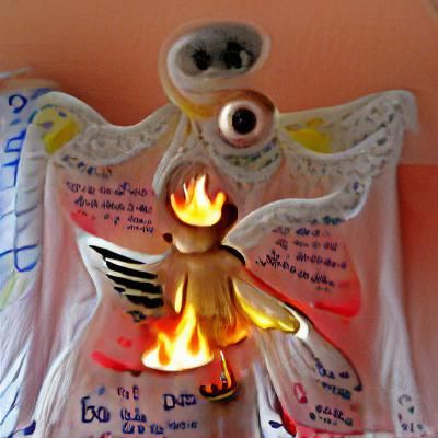 The angel with it's many eyes and wings and flames says "do ...