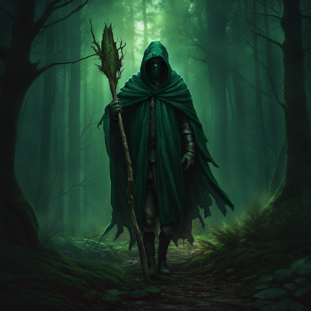 human-male-mystic-long-dark-green-coat-with-a-hood-face-covered-with