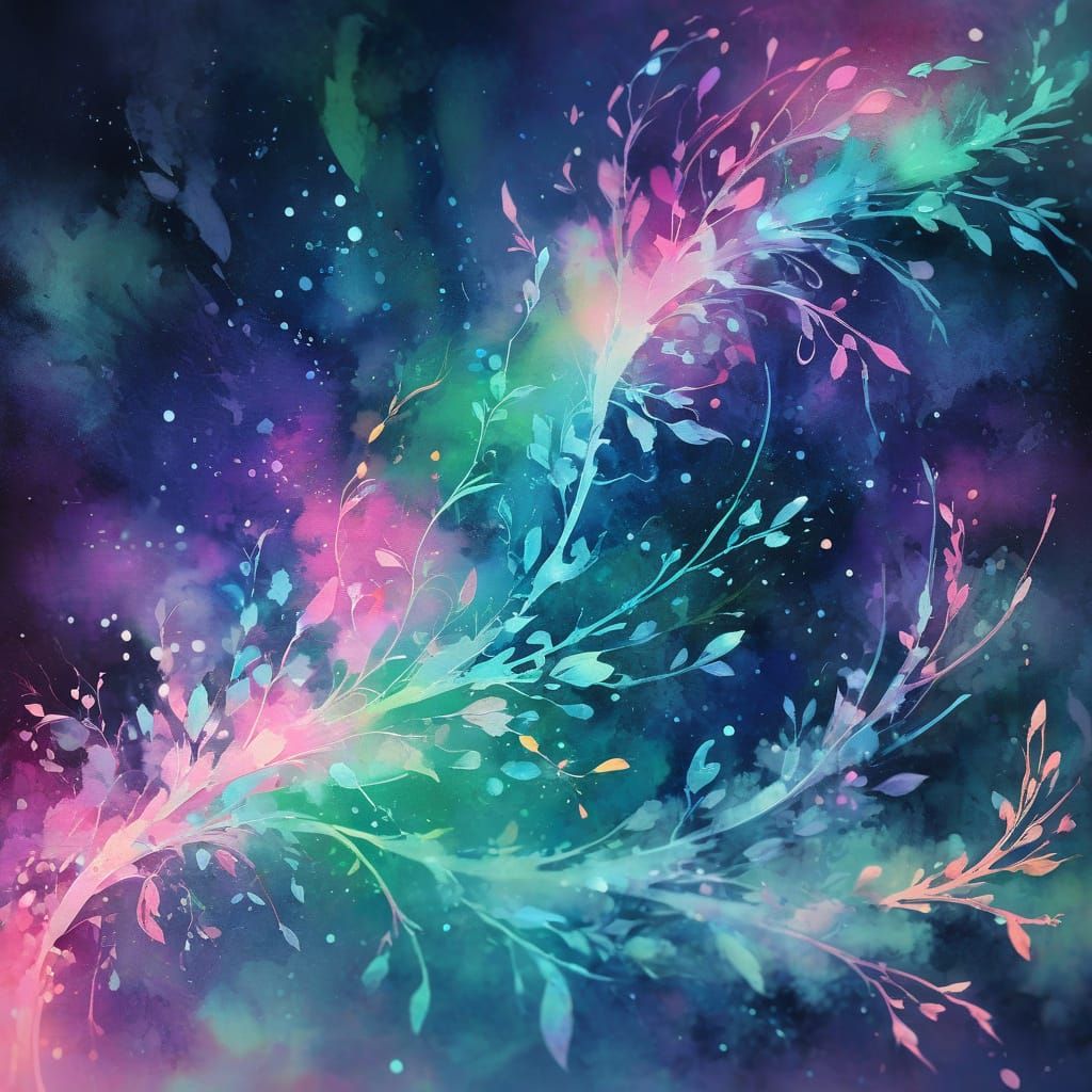 Surreal Watercolor Dreamscape in Synthwave Style