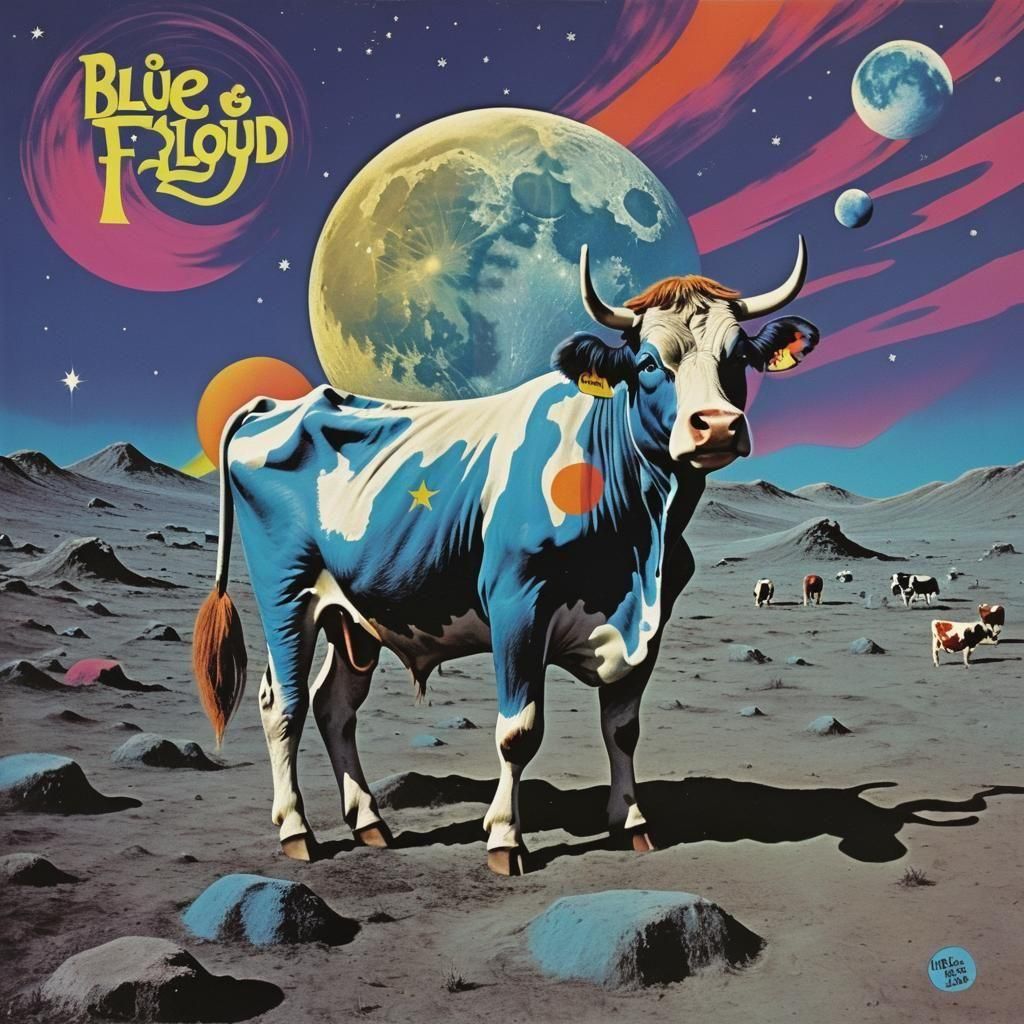 Album Cover for Blue Floyd, Moo on the Moon  by @Exnir26