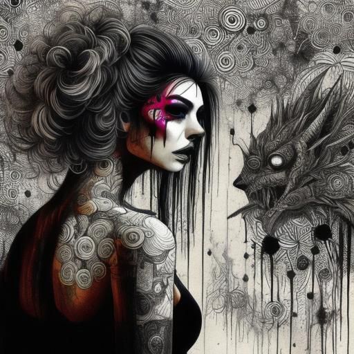 <lora:ZenDoodles:1.0> Zendoodles/Zentangle/Doodles Ink Drips 