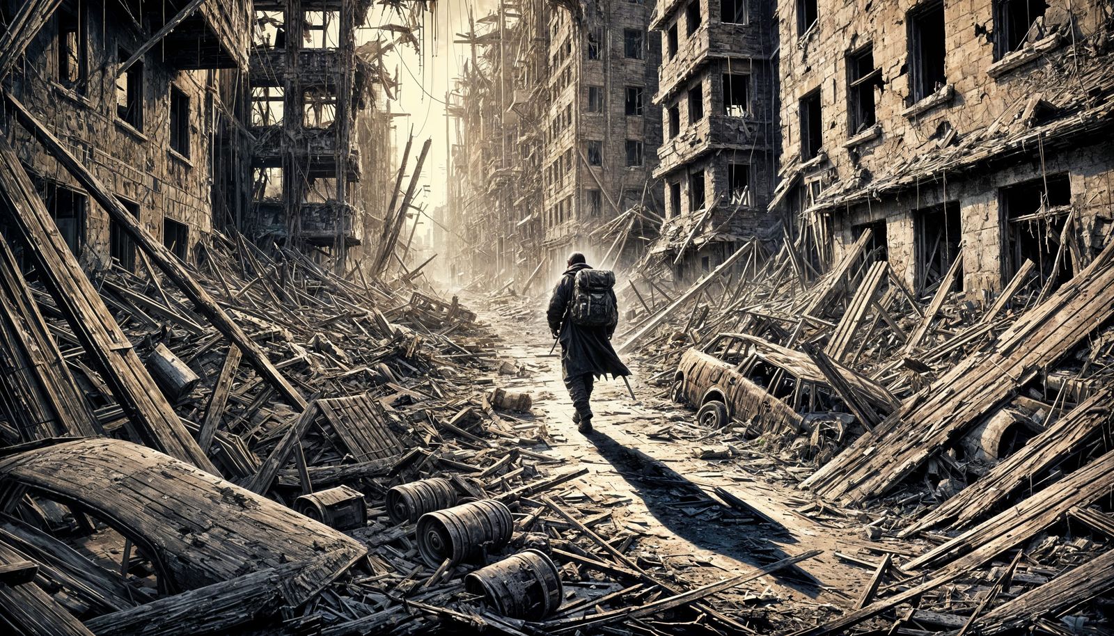Wandering against hope in an apocalyptic wasteland.