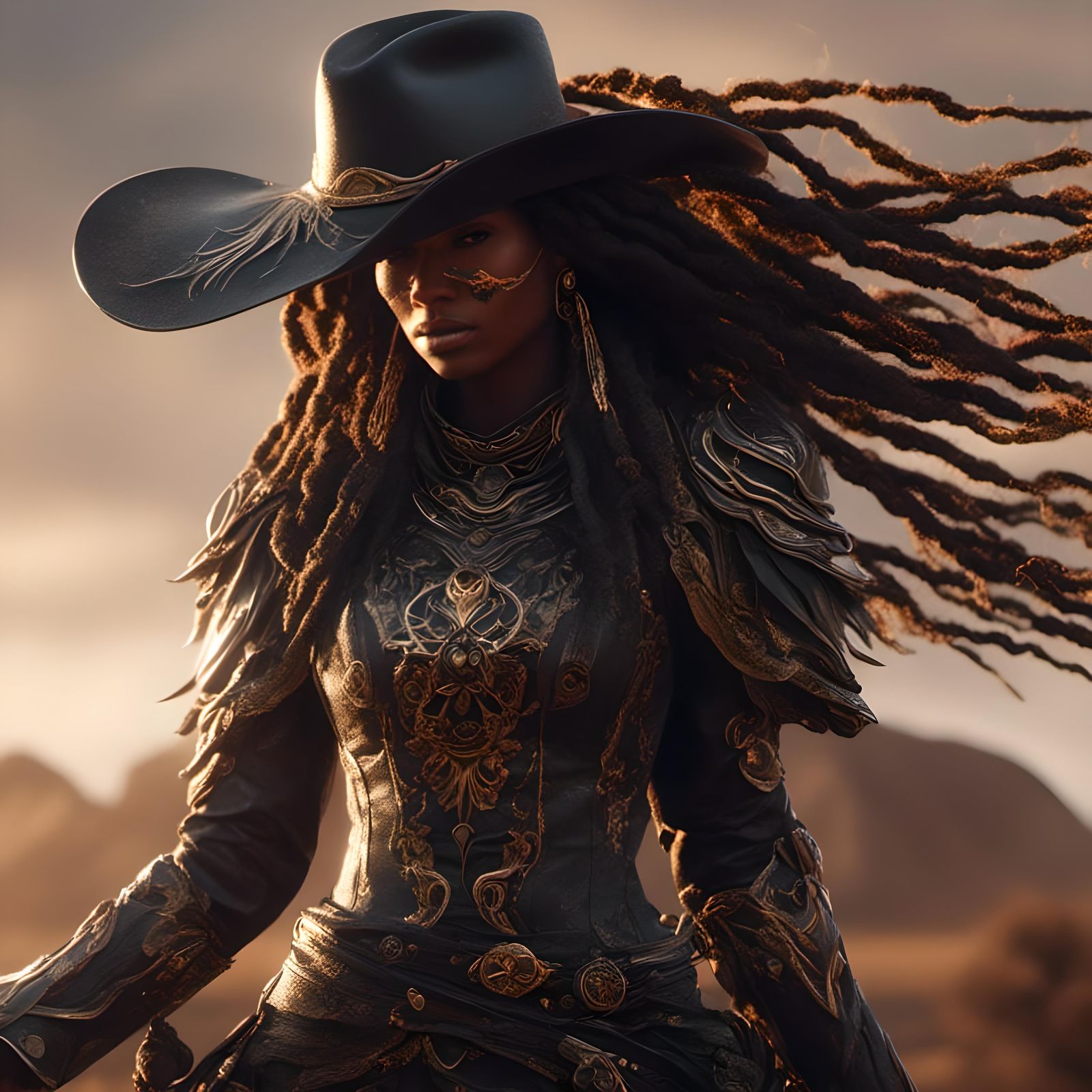 Striking Black cowgirl - Sabina