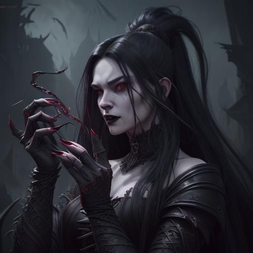 MAN VAMPIRE, LONG HAIR, BIG NAILS AND EVIL FACE