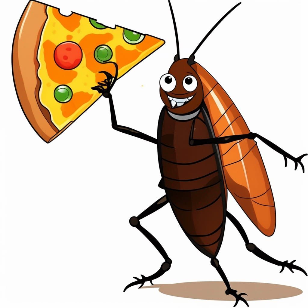 Cockroach with fins holding a pizza - AI Generated Artwork - NightCafe ...