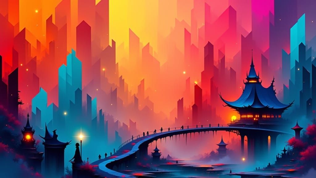 Abstract Cyberpunk Landscape