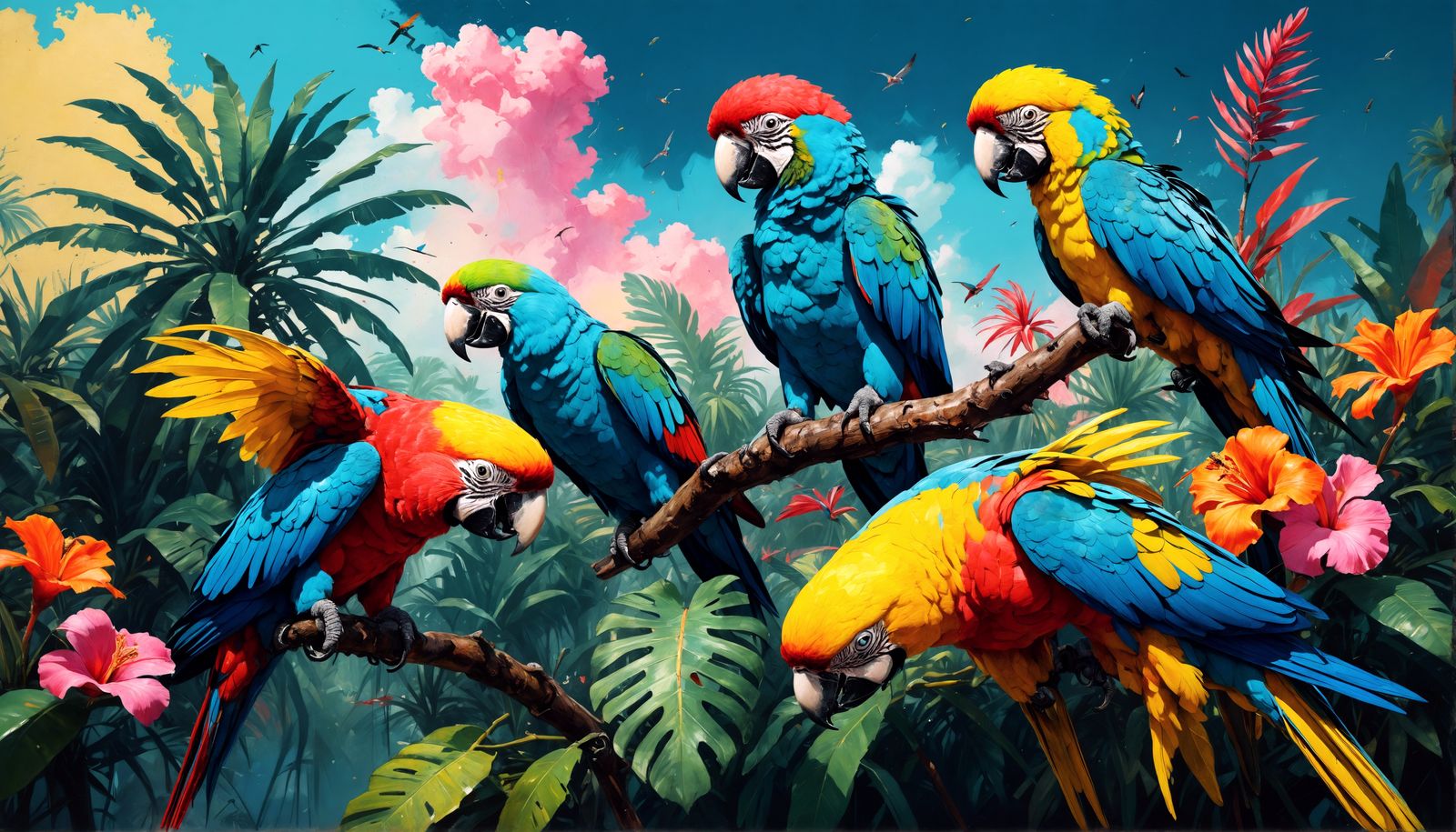 tropical parrots