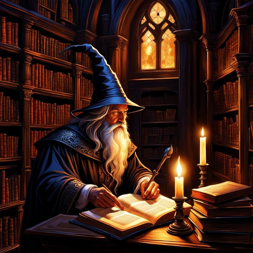 Wizard's Library 4 - AI Generated Artwork - NightCafe Creator