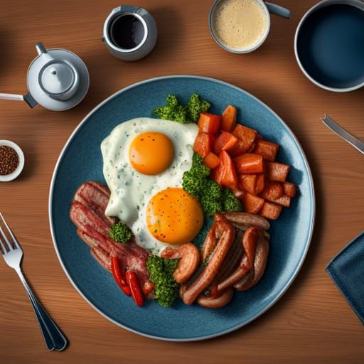 Cooked breakfast 8k resolution concept art dynamic lighting intricately detailed hypermodernism  by @Mickey