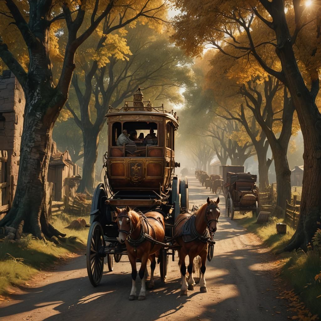 Ancient Vehicle on Rural Road: Matte Painting