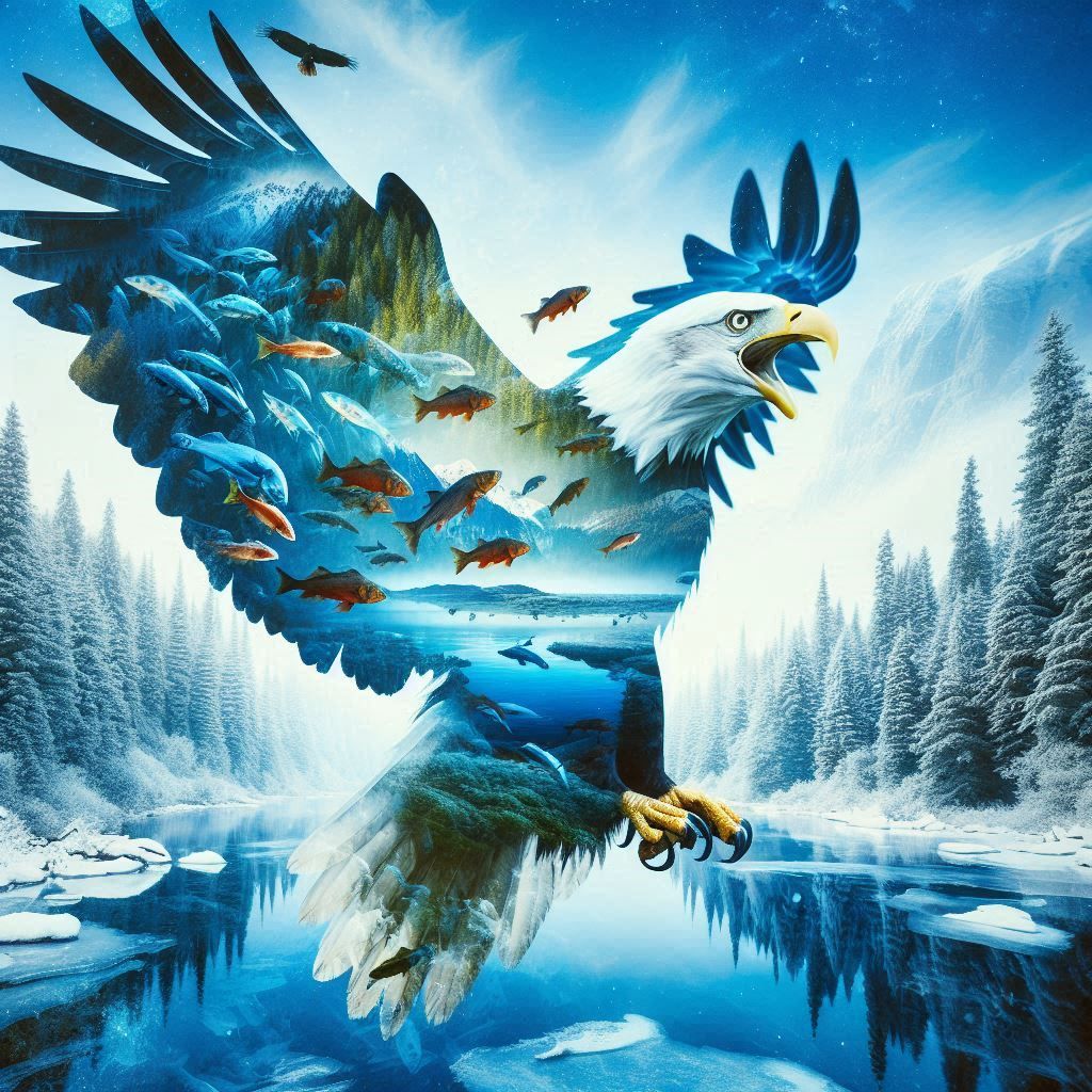 Double Exposure Bald Eagle