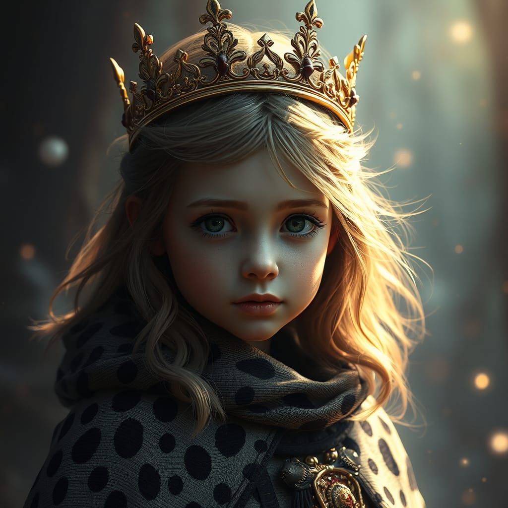 Little Girl with Crown in Detailed Fantasy Art